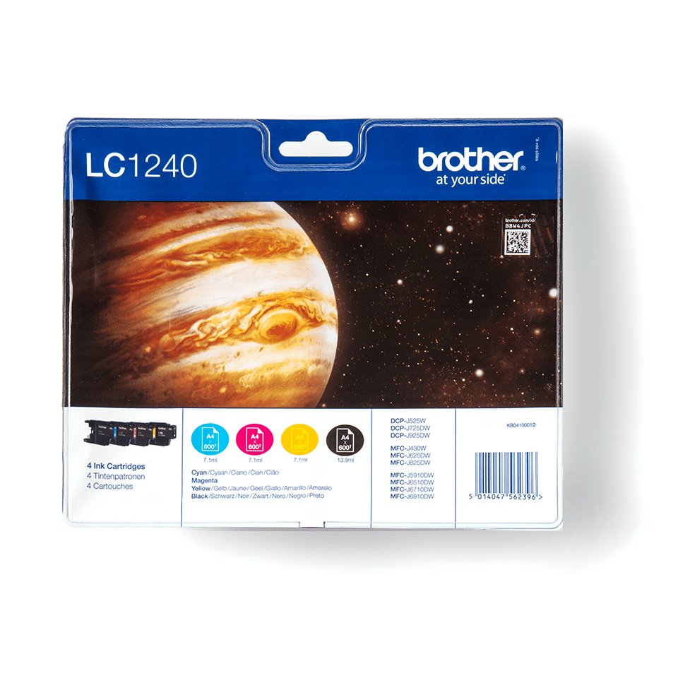 EAN 5014047562396 - Brother LC1240VALBP cartucho de tinta 4 pieza(s) Original Negro, Cian, Magenta, Amarillo imagen 1
