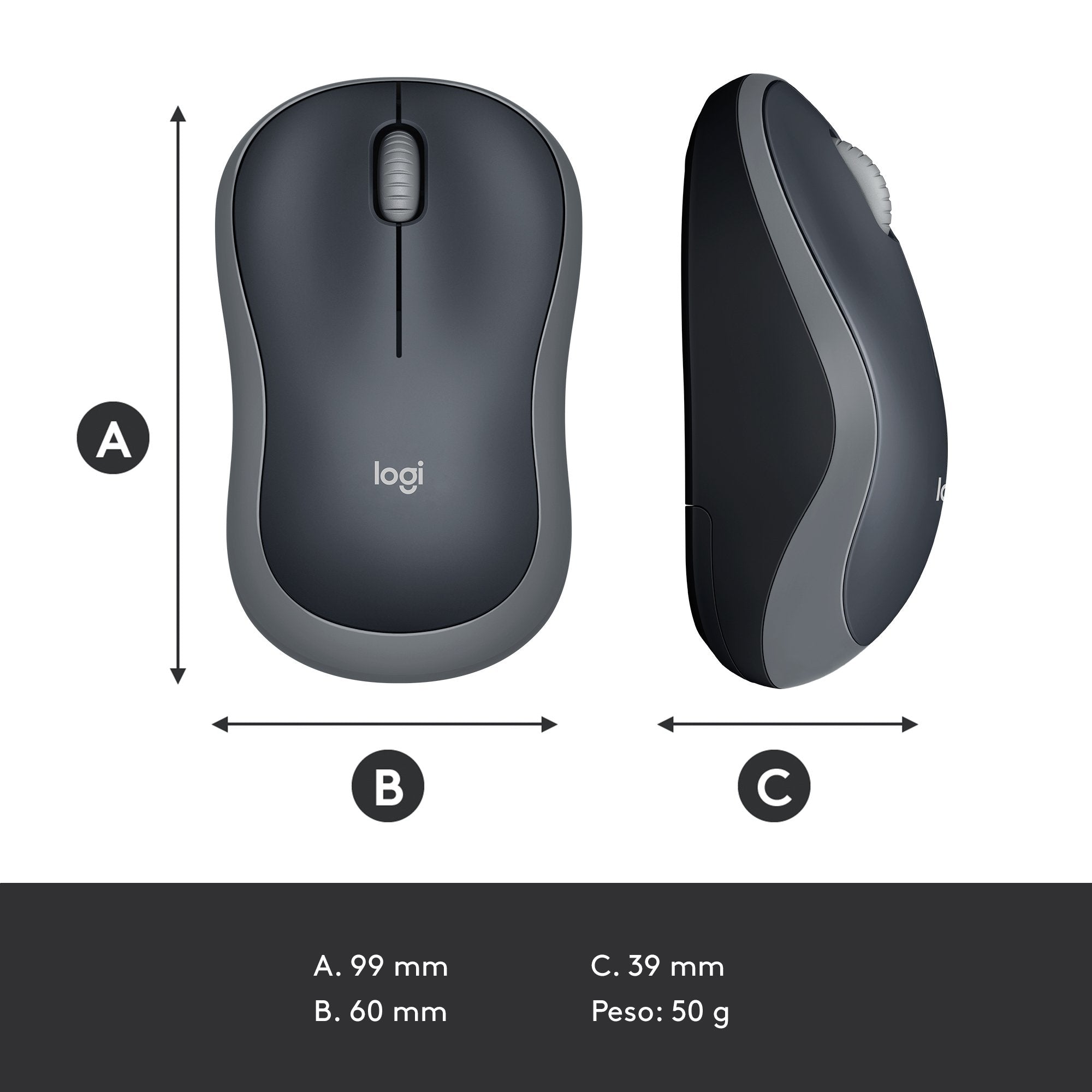 Logitech Raton M185 Optico Inalambrico Gris 910-002235