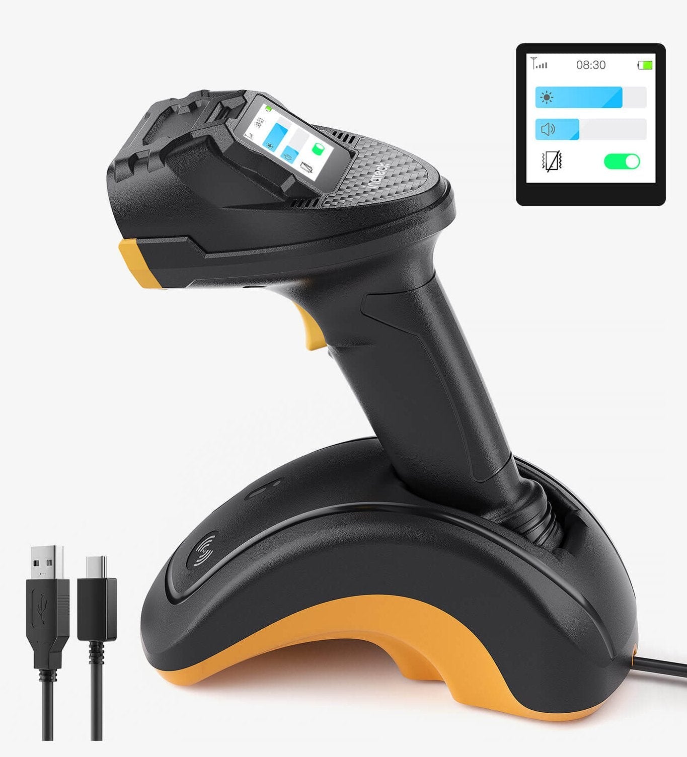 Inateck Escáner De Códigos De Barras Pro 8 Black Kit Wireless 1d 2d M Disp