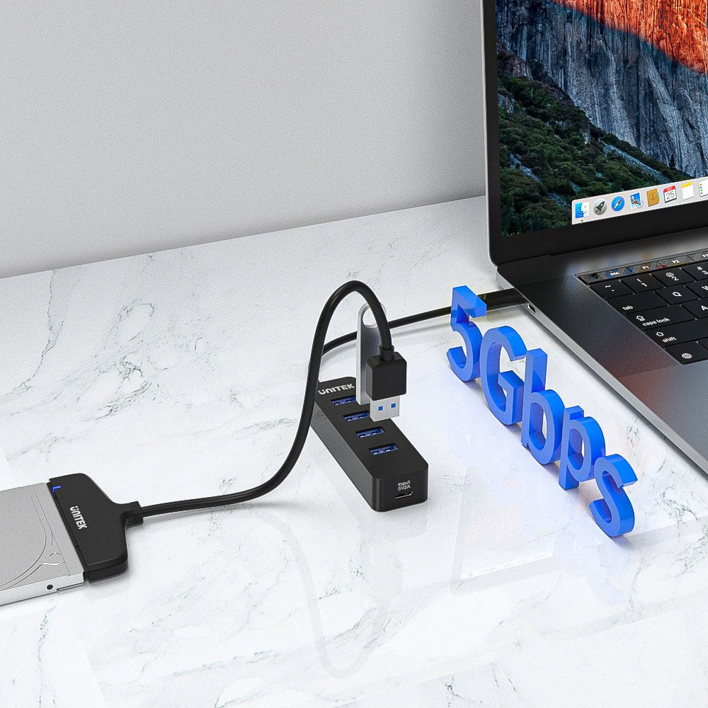 EAN 4894160047663 - UNITEK uHUB Q4 USB 3.2 Gen 1 (3.1 Gen 1) Type-C 5000 Mbit/s Negro imagen 4