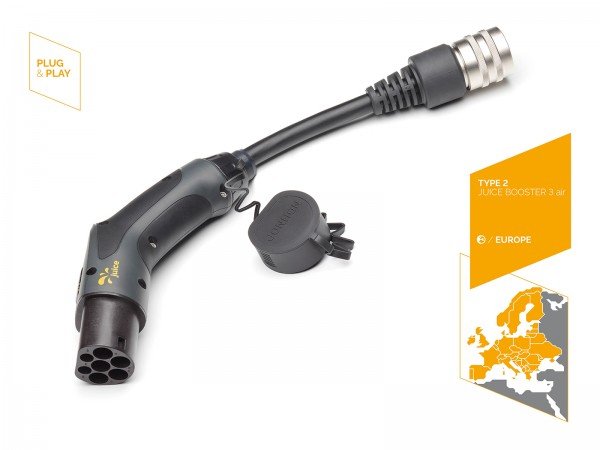 Adaptador De Seguridad Juice Technology Juice Connector, Enchufe De Carga Tipo 2 (Negro, Para Juice Booster 3 Aire)