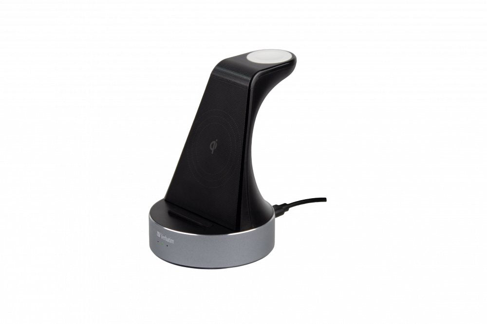 Verbatim Wireless Charger, 2-In-1, Qi, Mfi, Wcs-01, Negro