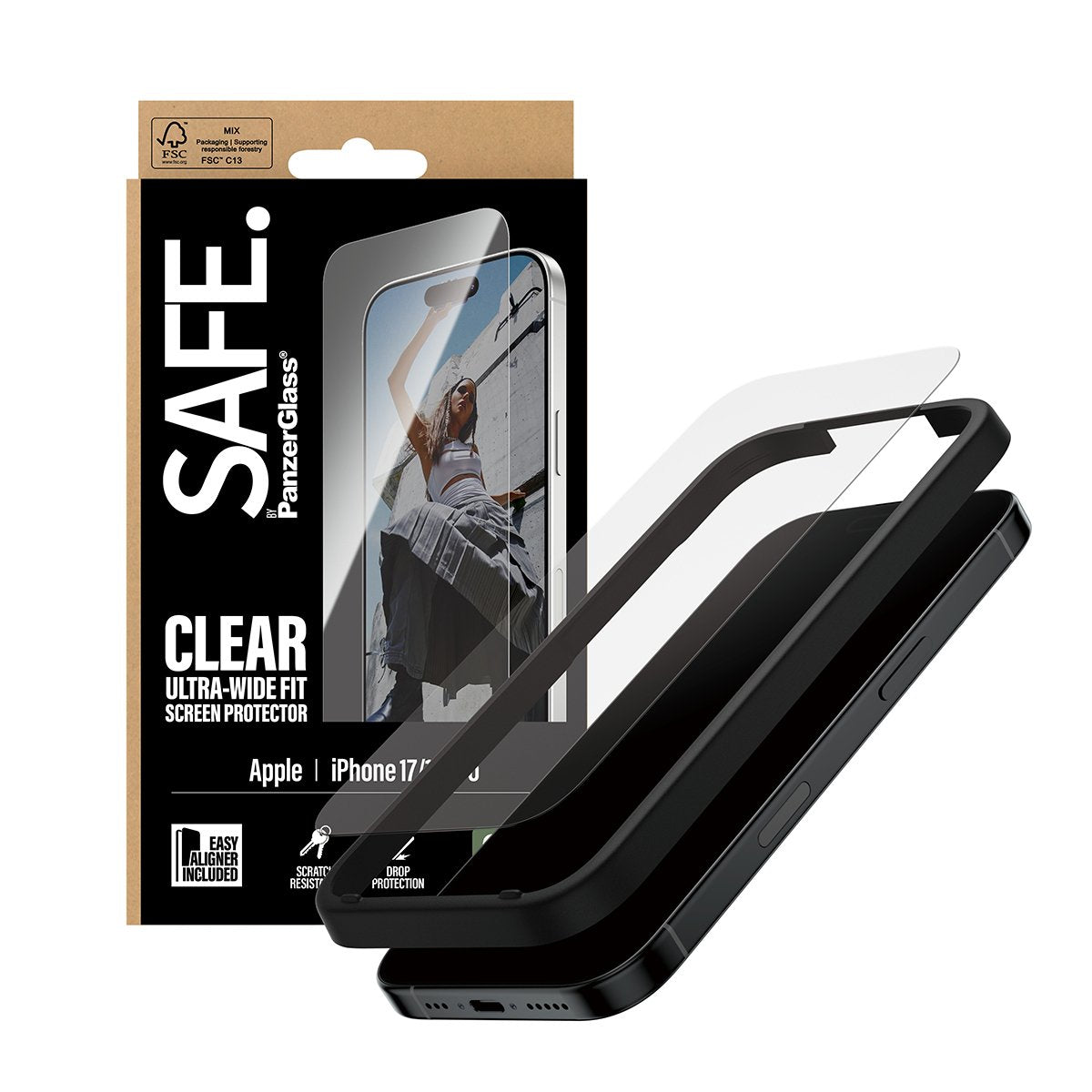 EAN 5715685025853 - PanzerGlass SAFE. by ® Screen Protector iPhone 17 | iPhone 16 Pro | Ultra-Wide Fit w. EasyAligner Protect imagen 5
