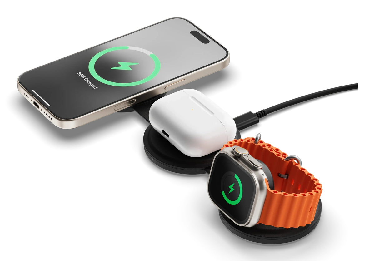 Onthego Wireless Charger Con Qi2, Negro, 3 In 1, 15w, St-Qtg31k