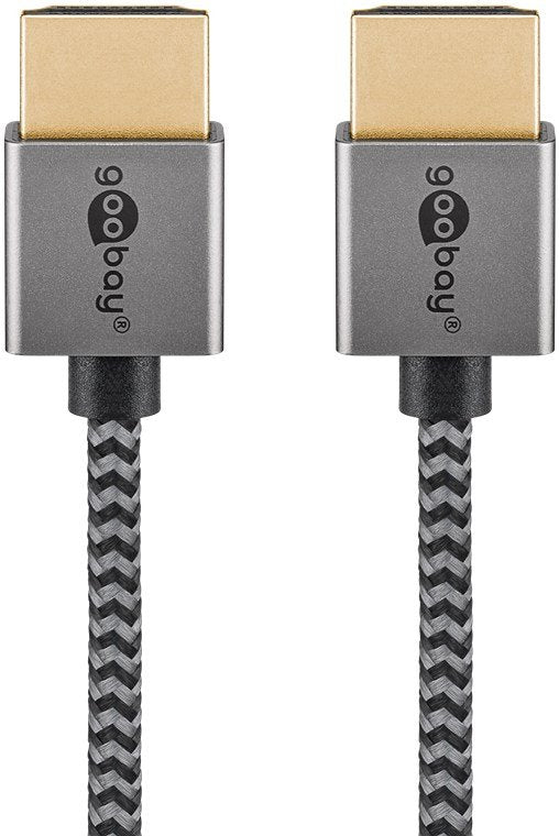 Goobay Plus Slim High-Speed-Hdmi-Cable Mit Ethernet, 4k @ 60hz (Gris, 3 Meter) 75754