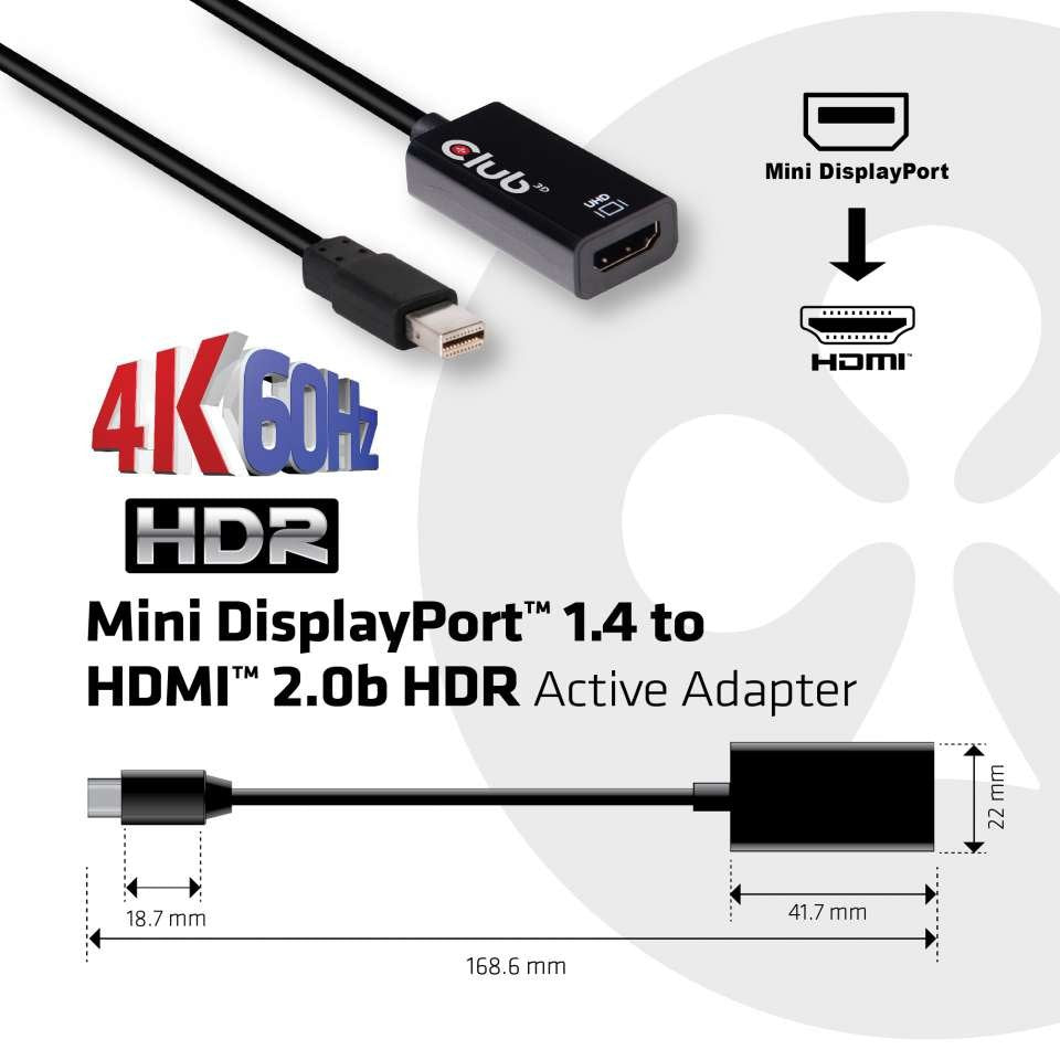 EAN 0841615101054 - CLUB3D CAC-1180 cambiador de género para cable Min iDisplayPort 1.4 Negro imagen 3