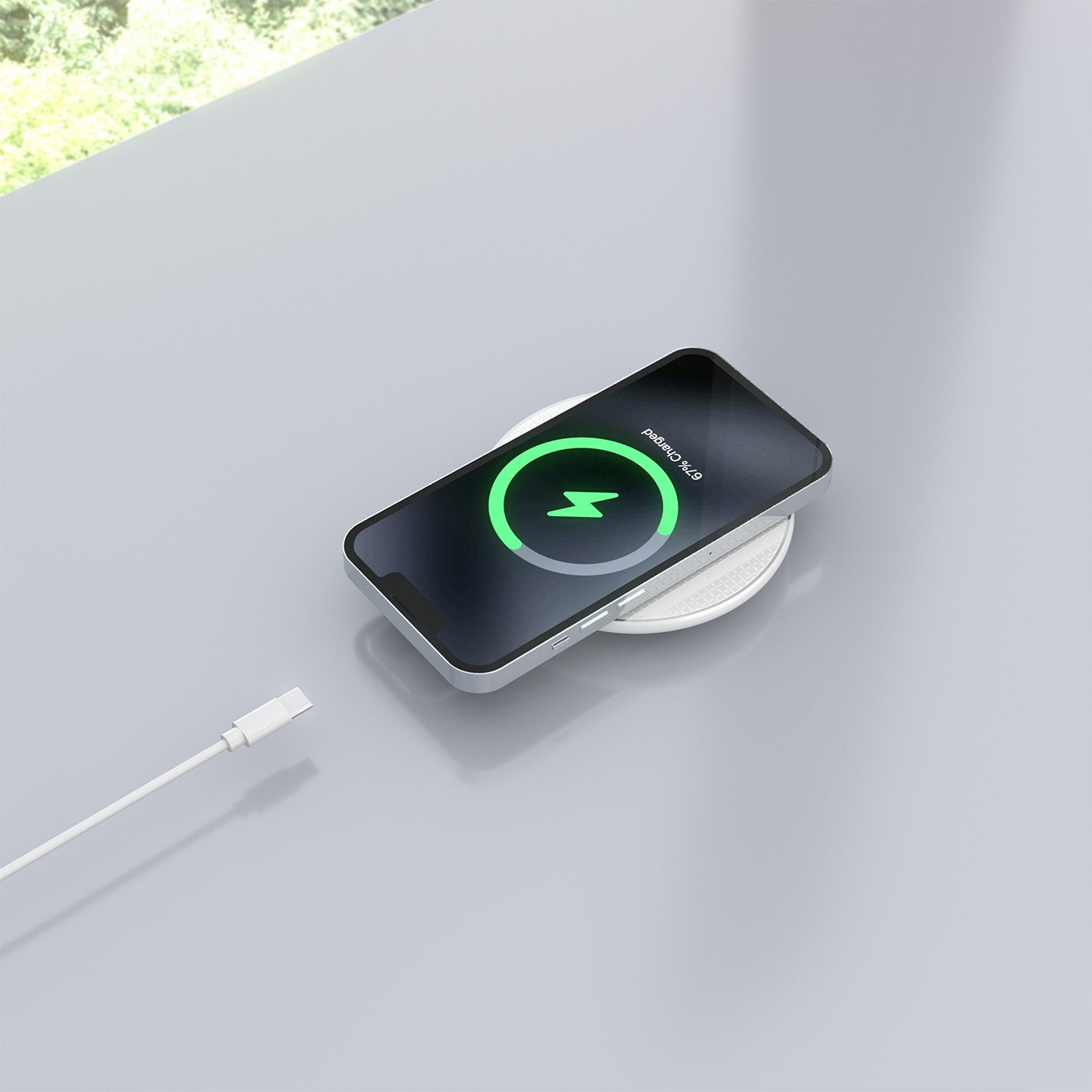 Aisens Cargador Inalambrico Usb-C 15w Para Movil, Blanco