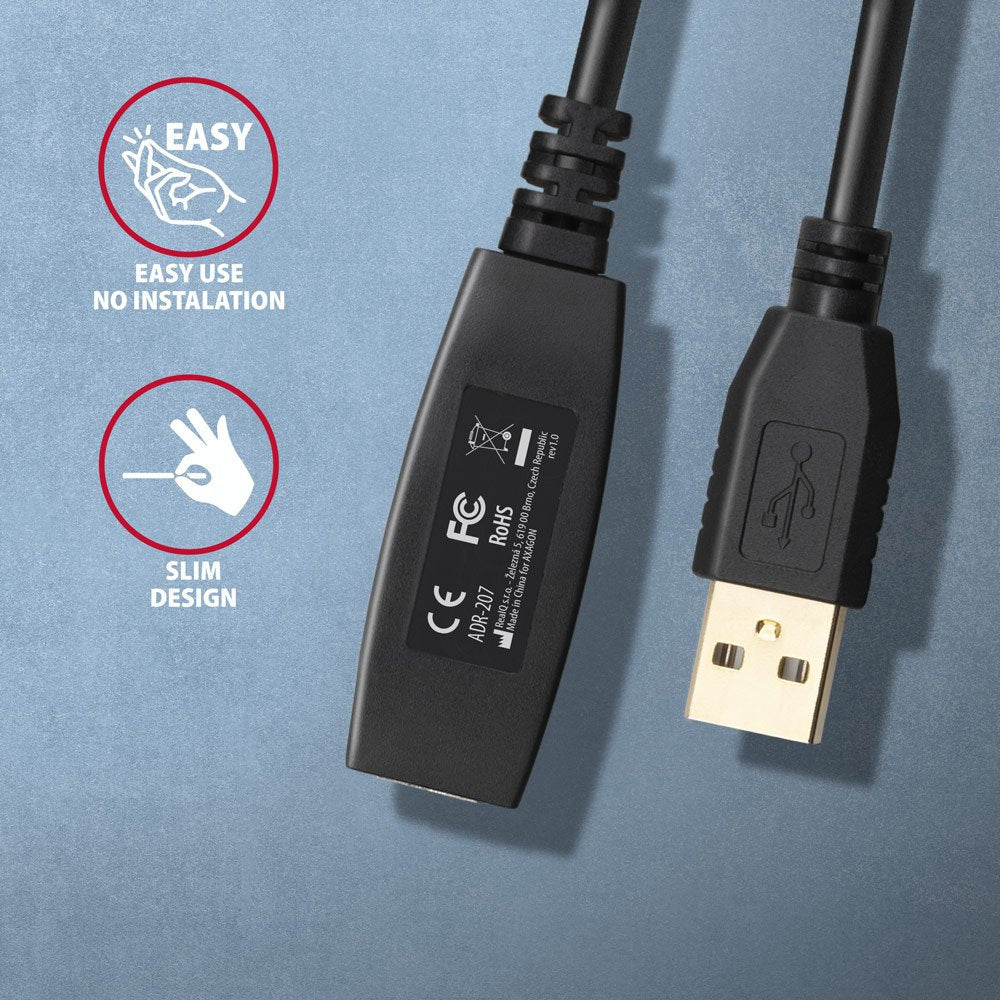 Adr-207 Usb 2.0 A-M -> A-F Aktywny Kabel Przedluzacz/Wzmacniacz 7.5m