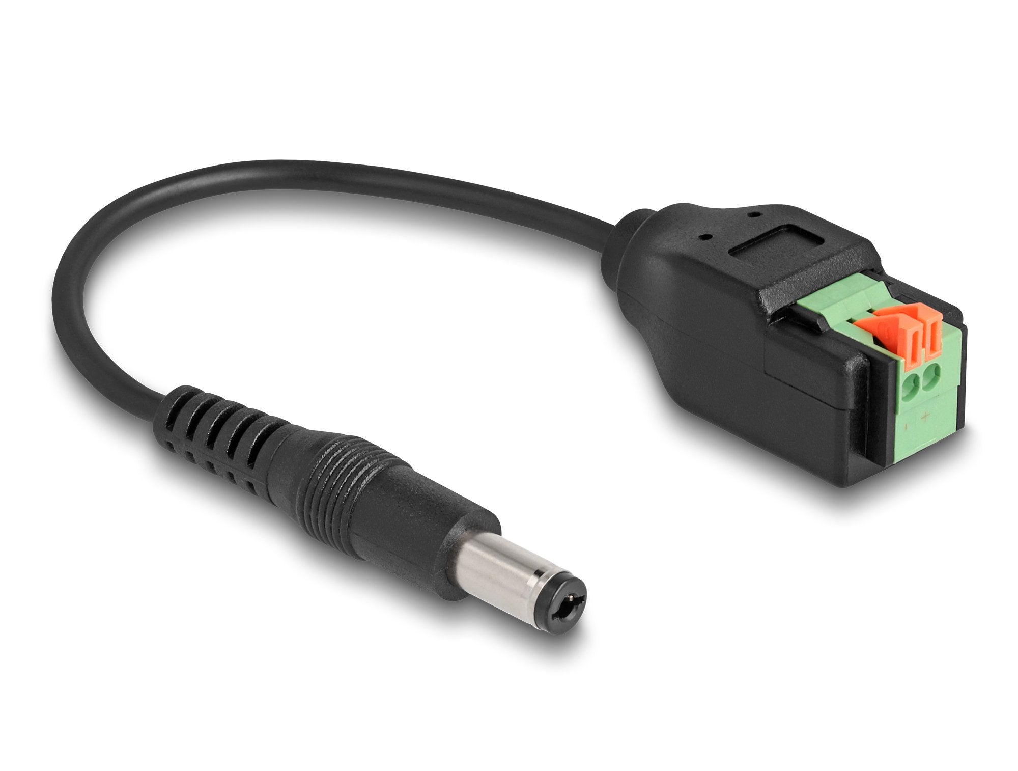 Delock Adaptador De Conector Cc A Bloque De Terminales De 5,5 X 2,1 Mm, Negro, 15 Cm