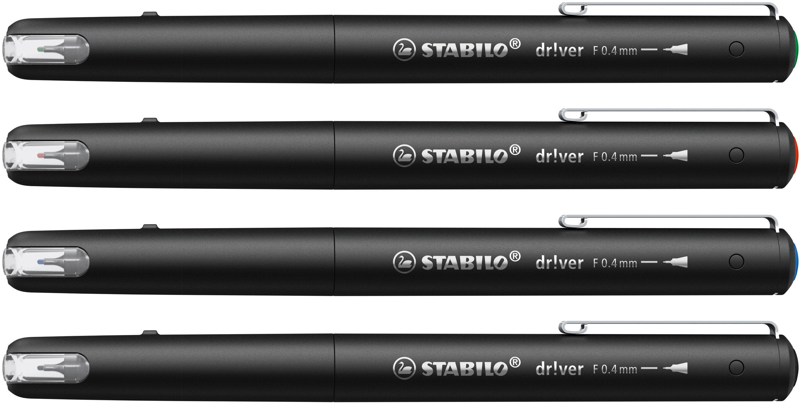 Stabilo Dr!Ver Pack De 4 Rotuladores De Punta Fina 0.4mm - Tinta A Prueba De Manchas, Inodora Y Con Base Al Agua -