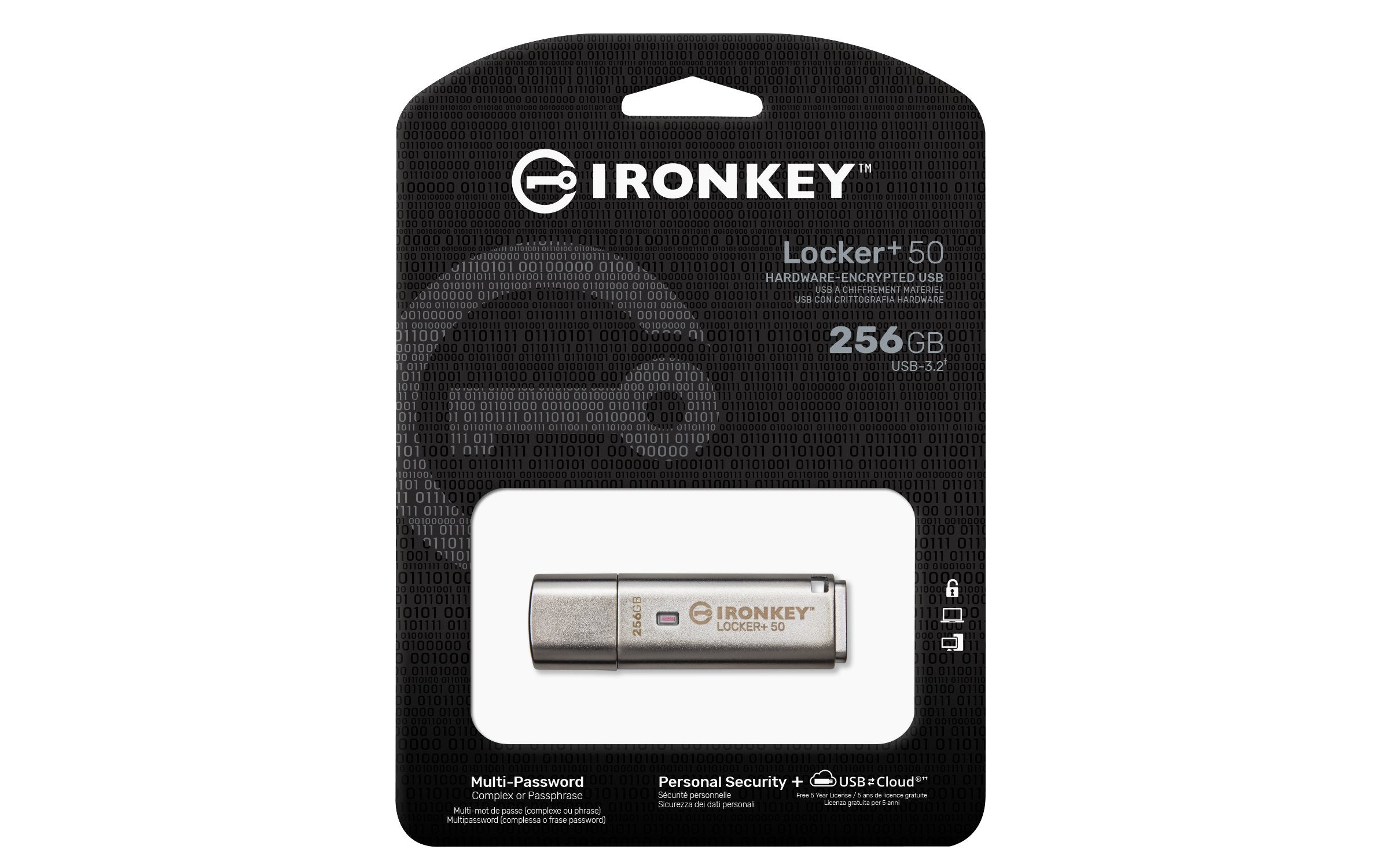 Pendrive Kingston Ironkey Locker+ 50 256gb Usb 3.0 Iklp50/256gb