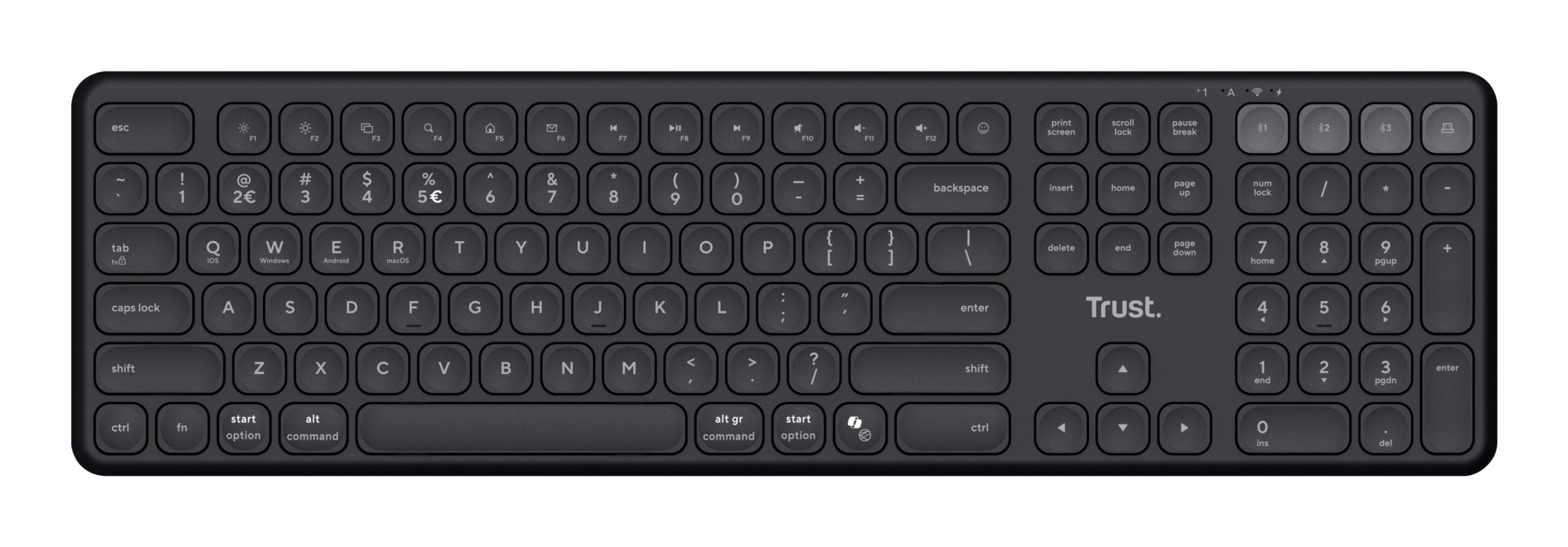 Teclado Trust Vaiya Inalambrico Multidispositivo De Tamaã±O Completo Negro 25511
