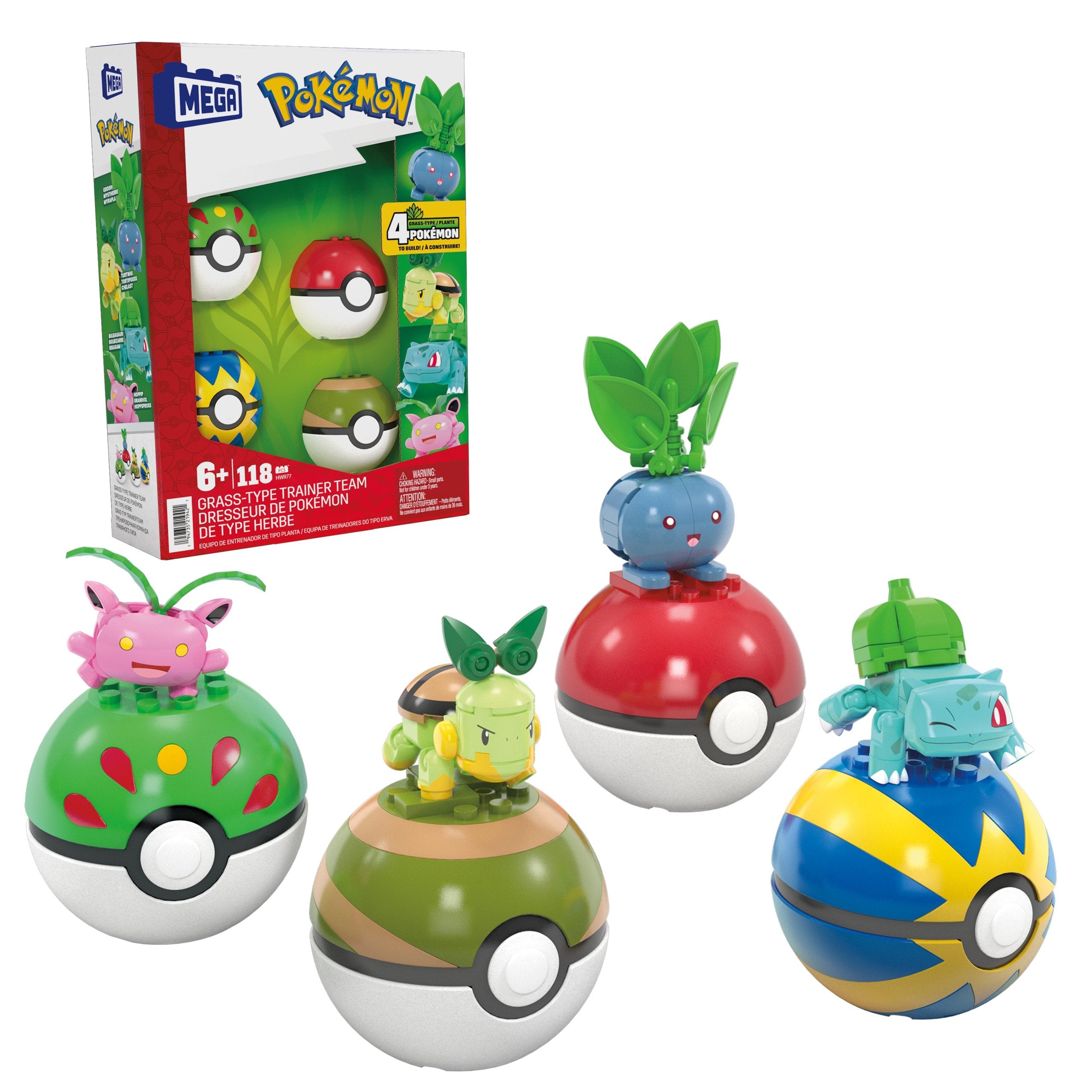 Mattel Pokémon 4 Conjuntos De Pokémon Tipo Planta Hwr77