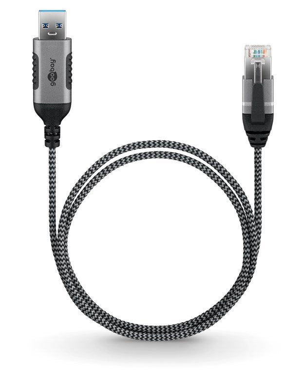 Cable De Adaptador Ethernet Goobay Usb-A 3.2 Gen1> Rj-45, Slim Black/Grey, 1 Metro 74393