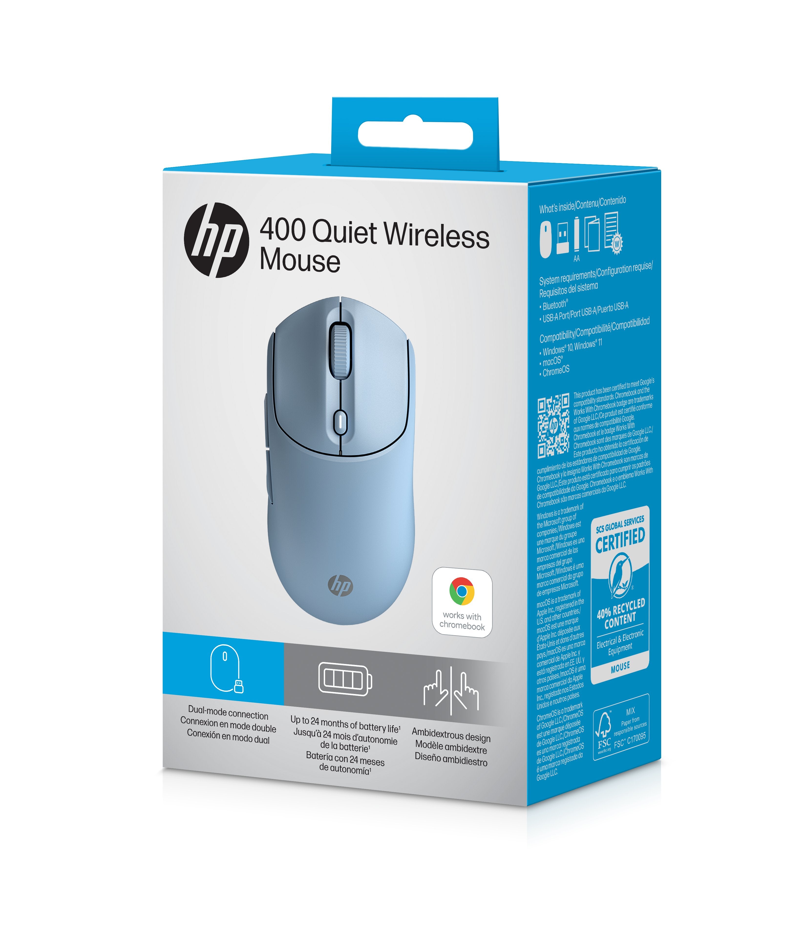 EAN 0198701895268 - HP 400 Quiet Blue Wireless Mouse ratón Hogar Ambidextro RF Wireless + Bluetooth 6000 DPI imagen 13