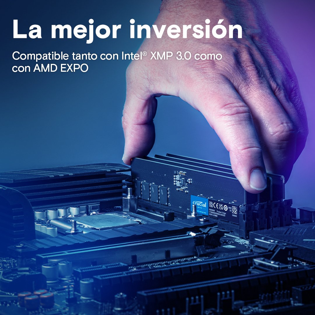 Memoria Crucial Ddr5-5600 Kit 128gb 2x64gb Cl46 (16gbit)