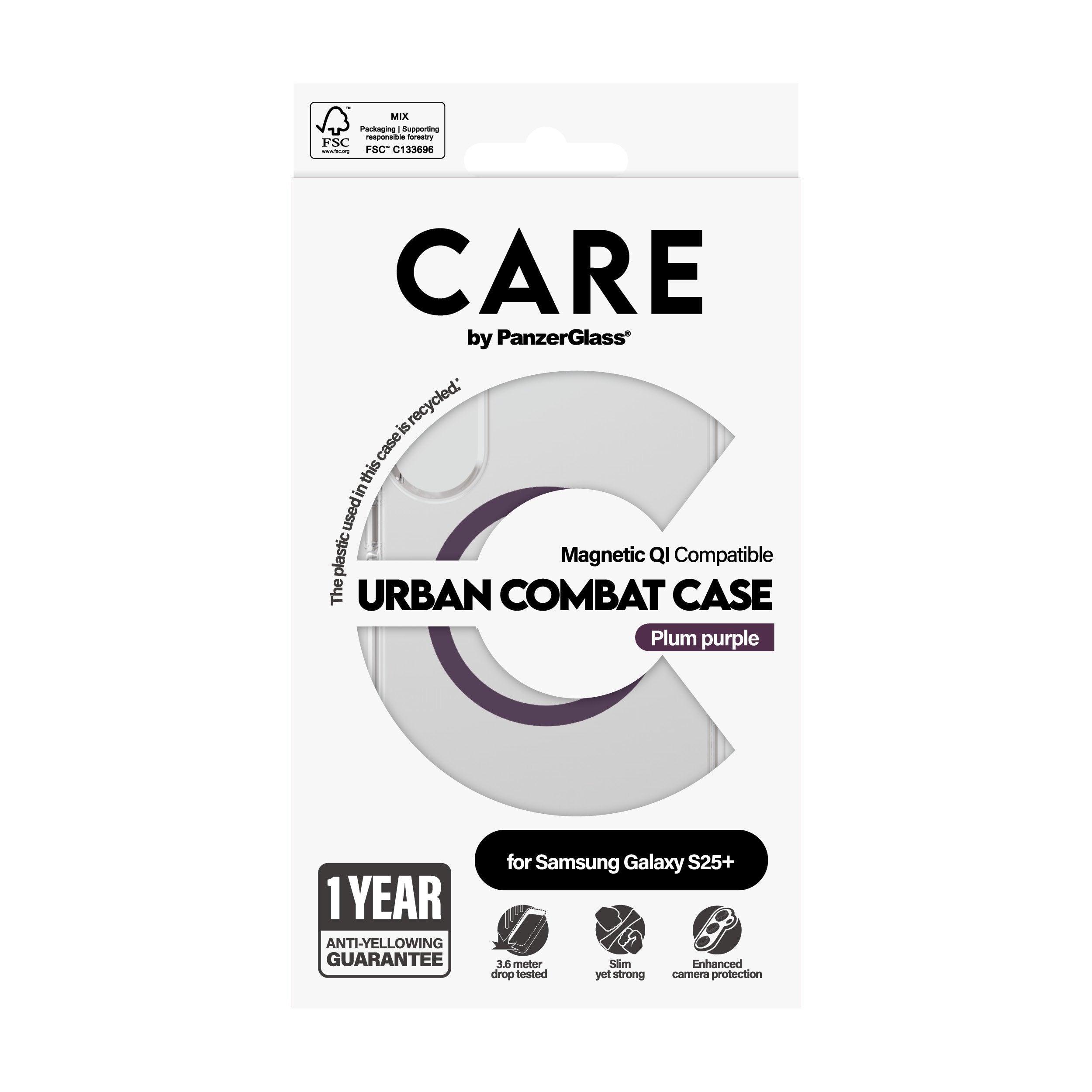 EAN 5715685016974 - PanzerGlass CARE™ by ® Urban Combat Case Transparent w. Plum Purple Qi Compatible Samsung Galaxy S25+ fun imagen 3