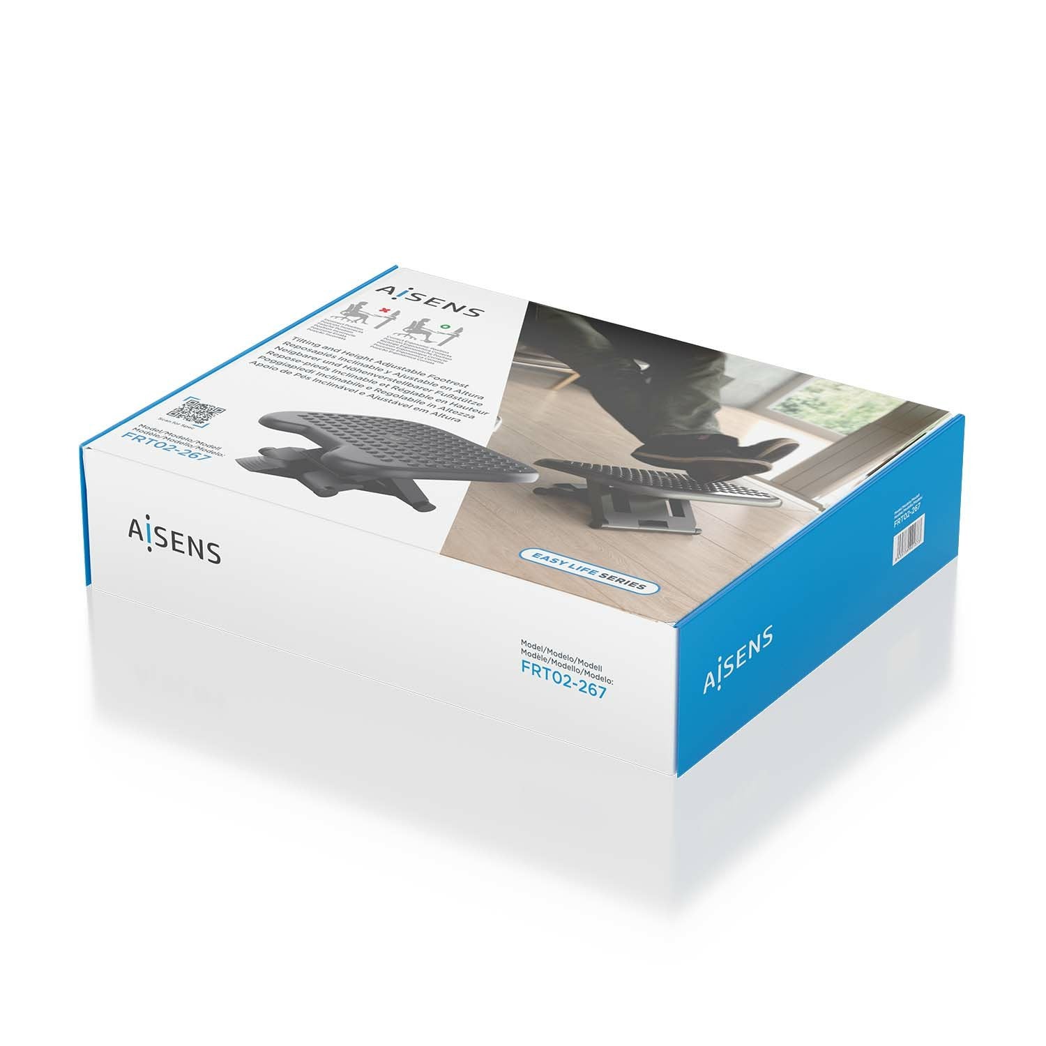 Aisens Reposapiés Inclinable Y Altura Ajustable, Negro