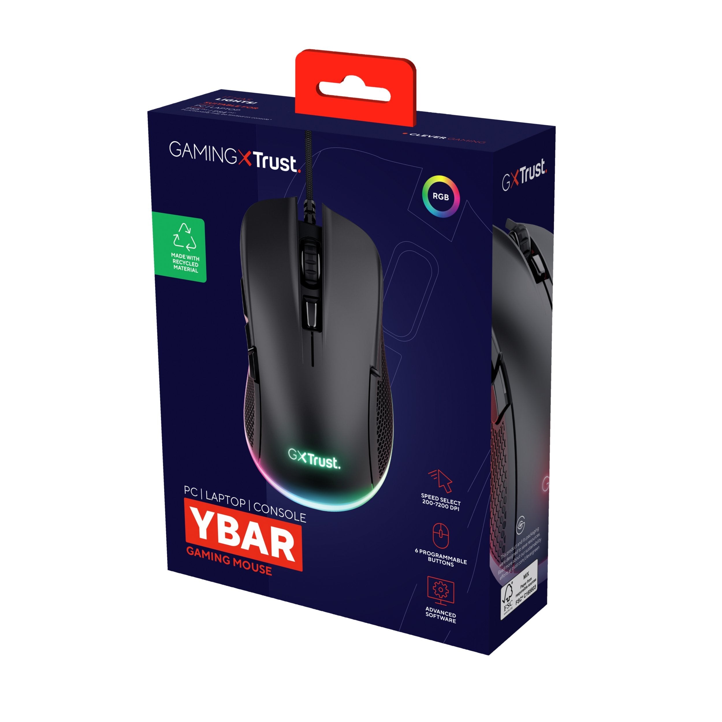 Ratón Gaming Trust Gaming Gxt 922 Ybar Hasta 7200 Dpi