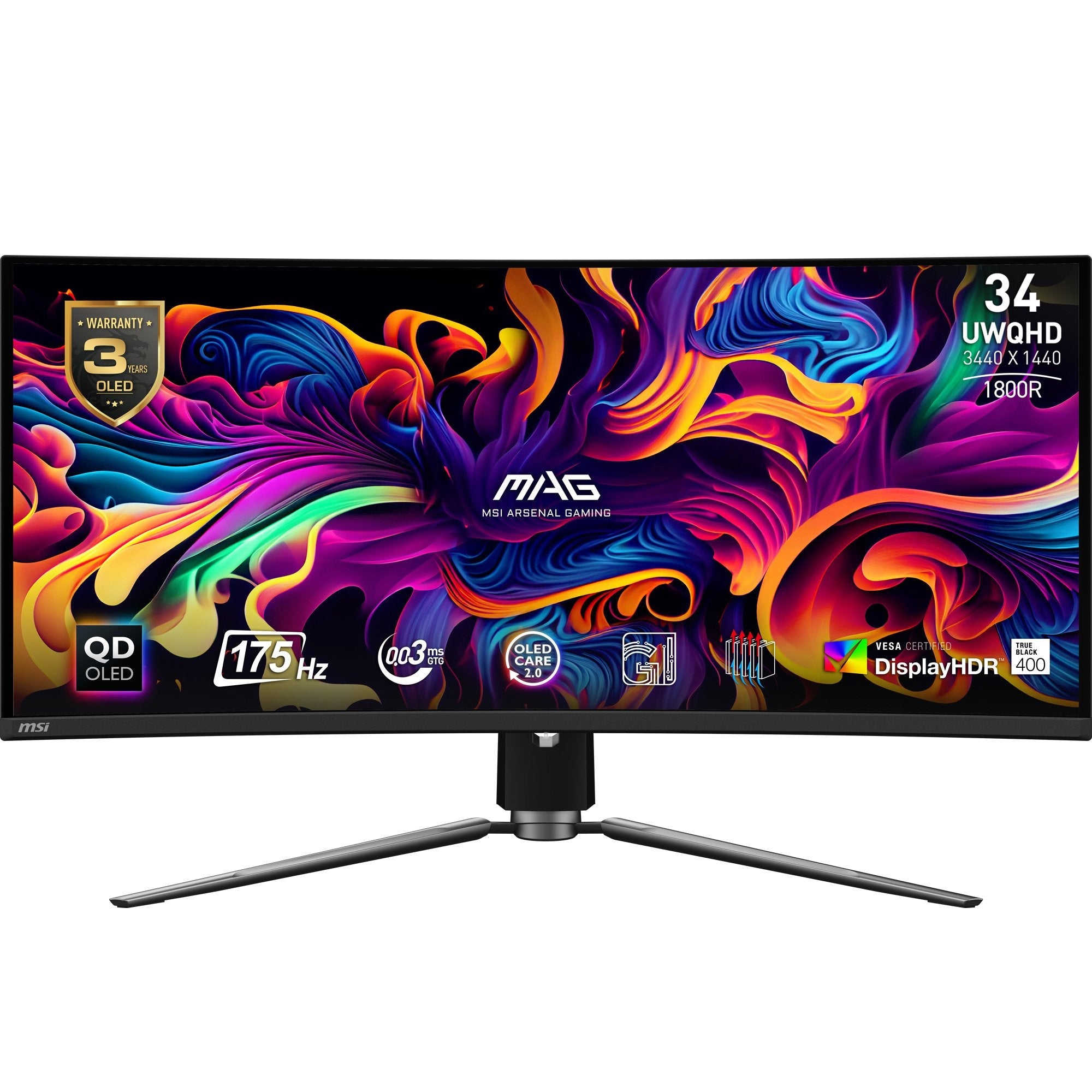 Monitor Msi Mag 341cqpde Qd-Oled, Gaming 34,2 " Negro, Uwqhd, Qd-Oled, Curvo, Adaptive-Sync, Hdr, Panel De 175 Hz)