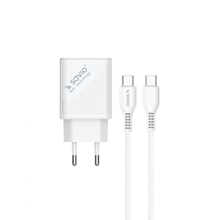 EAN 5901986046806 - Savio LA-05 cargador de dispositivo móvil Smartphone Blanco Corriente alterna Carga rápida Interior imagen 2