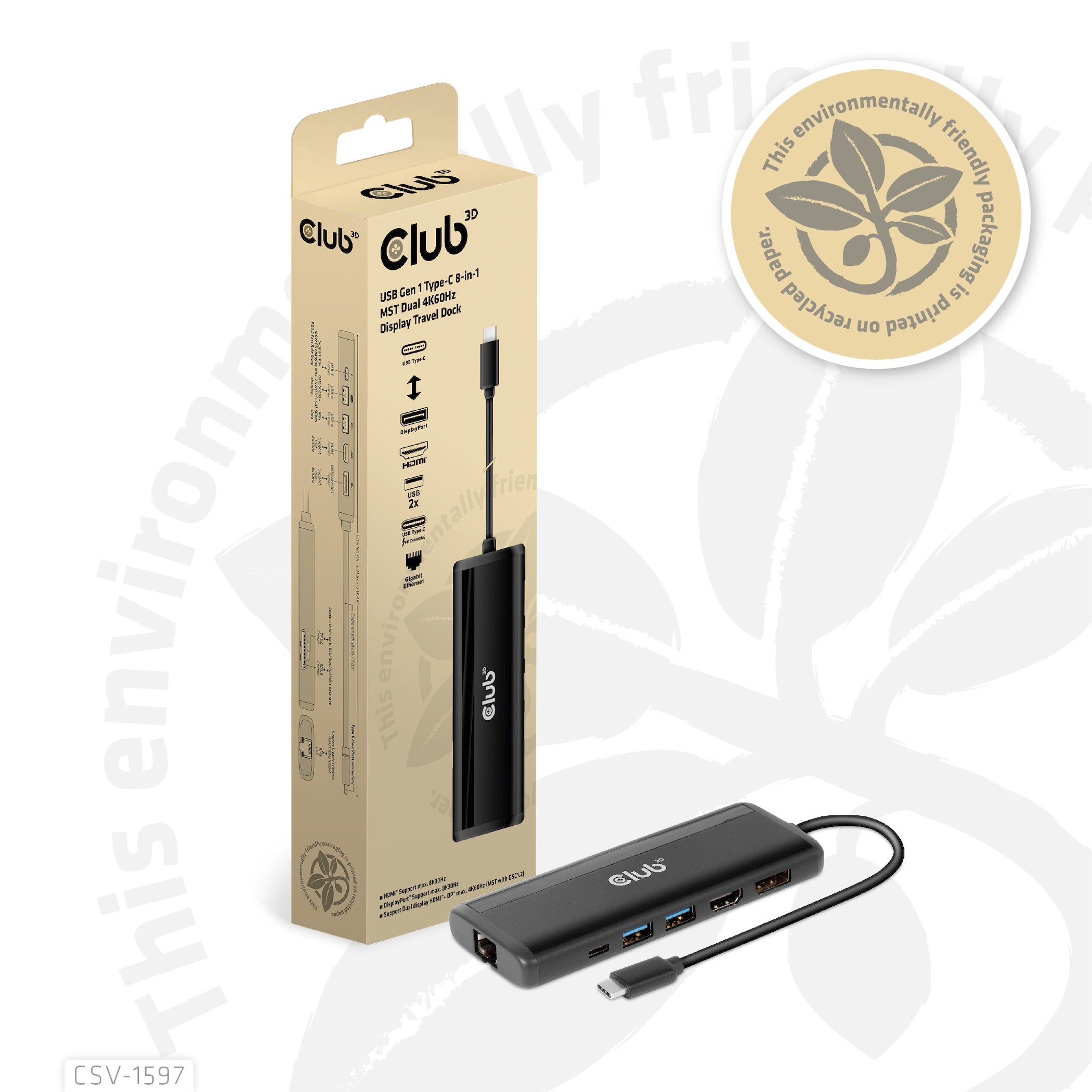 EAN 8719214472368 - CLUB3D CSV-1597 base para portátil y replicador de puertos Acoplamiento USB 3.2 Gen 1 (3.1 Gen 1) Type-C imagen 5
