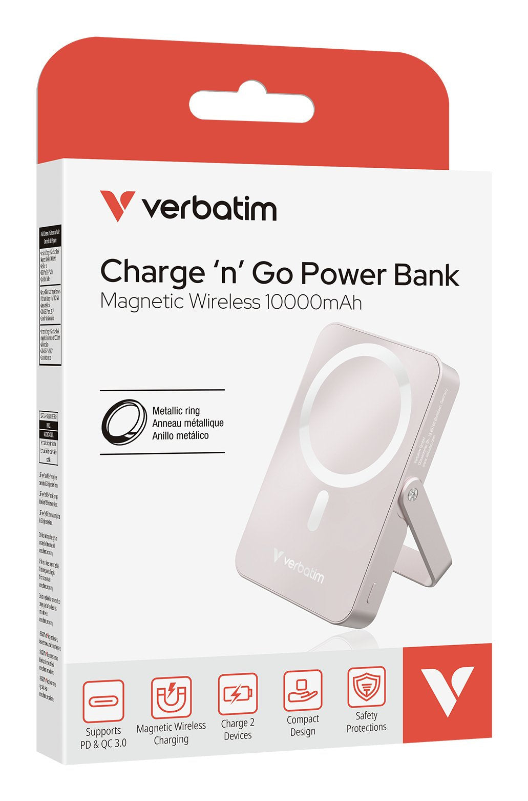 Verbatim Power Bank Mit Standfuss Mag.Wireless 10000ma Pink 32267