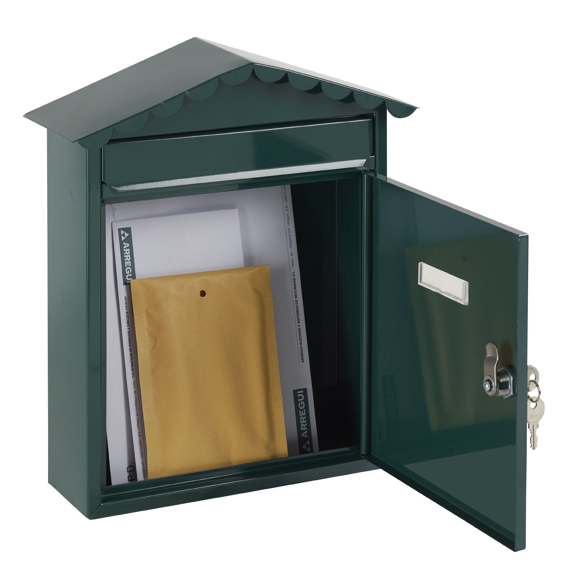Buzón Individual Exterior, Mediano, Visit, Acero, Verde, 30 X 11 X 36 Cm