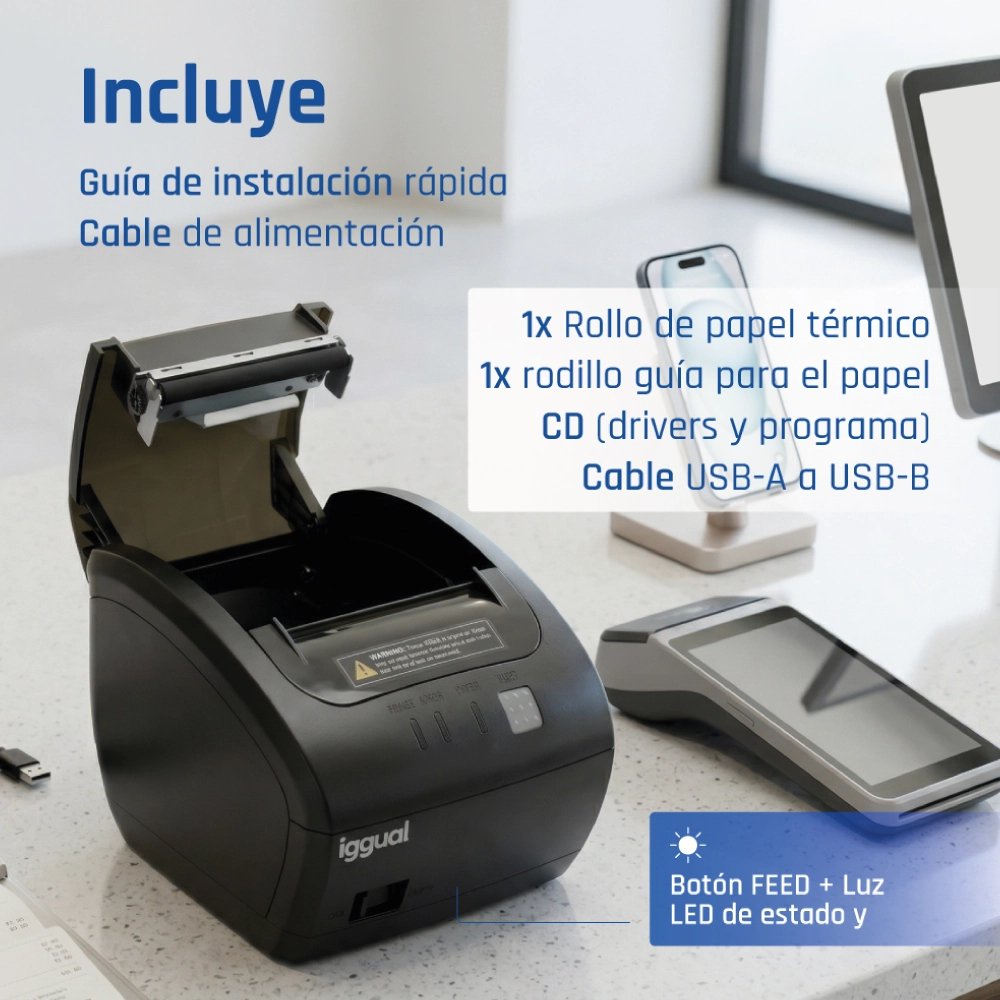 EAN 8435364319321 - iggual TP Easy 80 WiFi 203 x 203 DPI Inalámbrico y alámbrico Transferencia térmica Impresora de recibos imagen 11