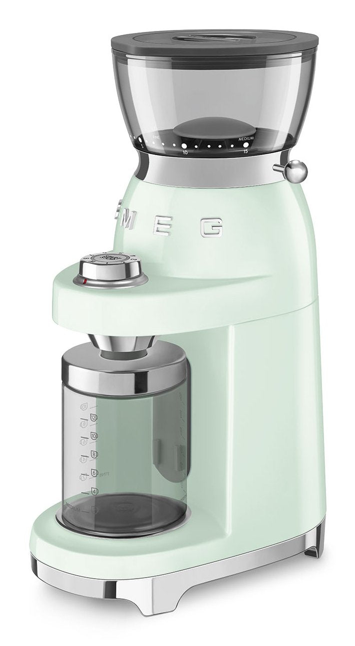 Molinillo De Café Smeg Cgf03pgeu, 15 Grados De Molienda, Depósito De 240 G, 150 W, Verde Claro.