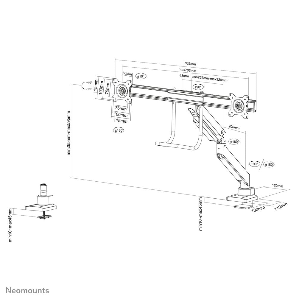 EAN 8717371446864 - Neomounts NM-D775DXWHITE soporte para monitor 81,3 cm (32") Escritorio Blanco imagen 13
