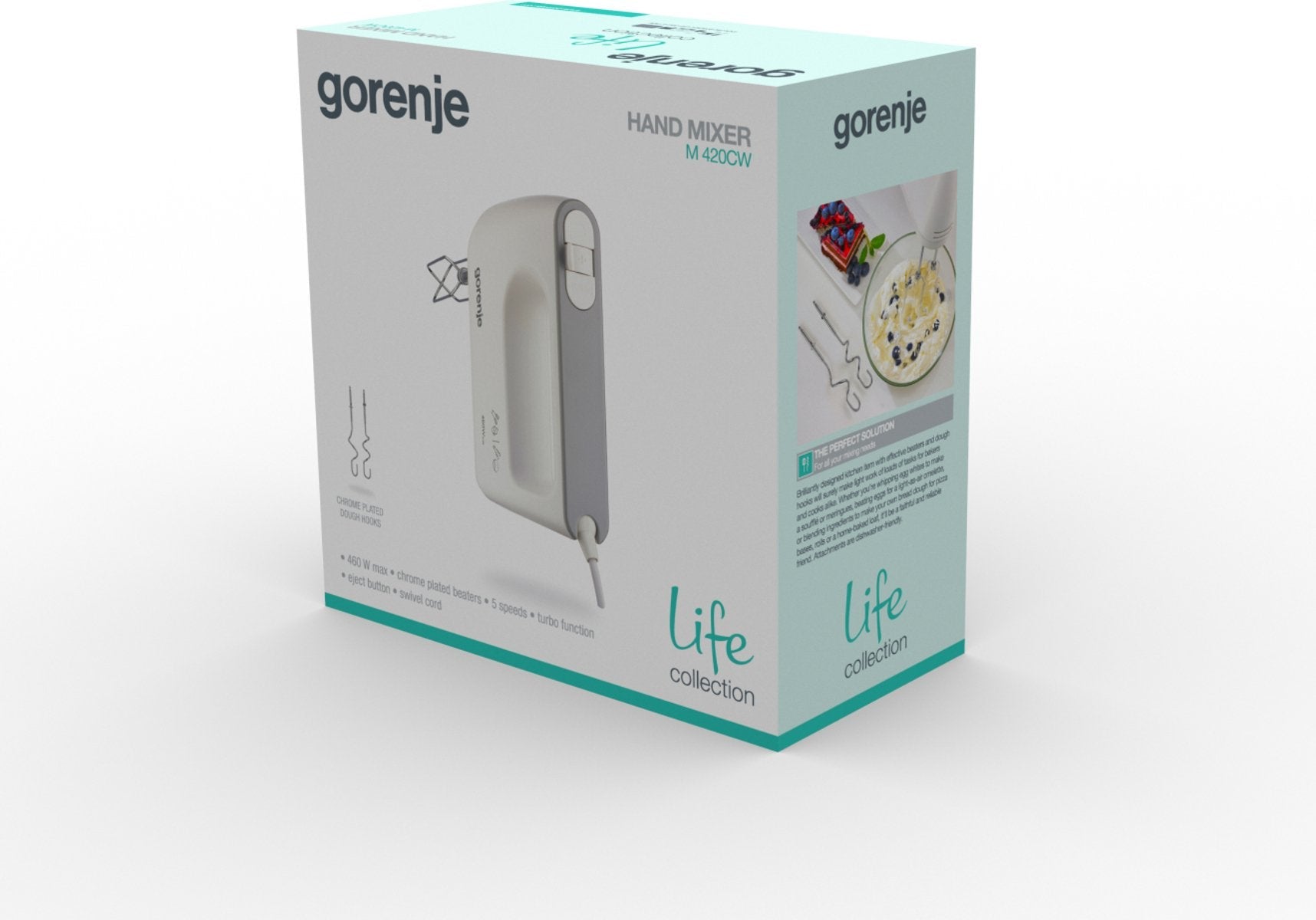 Gorenje M420cw Mixer, Hand, Power 450 W, 5 Speeds, White