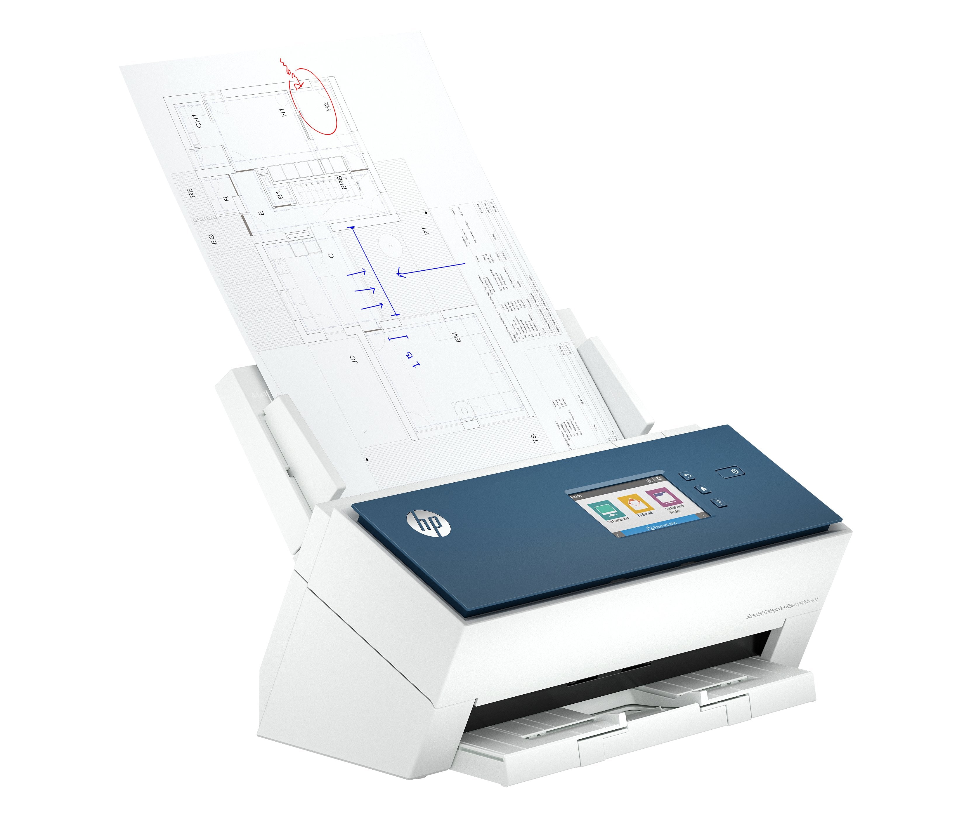 EAN 198701400875 - HP ScanJet Enterprise Flow N9000 sn1 Escáner alimentado con hojas 600 x 600 DPI A3 Azul, Blanco imagen 2