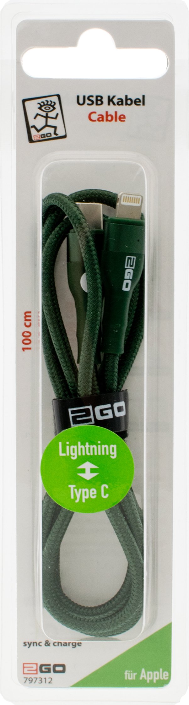 EAN 4010425973120 - 2GO 797312 cable de conector Lightning 1 m Verde imagen 2