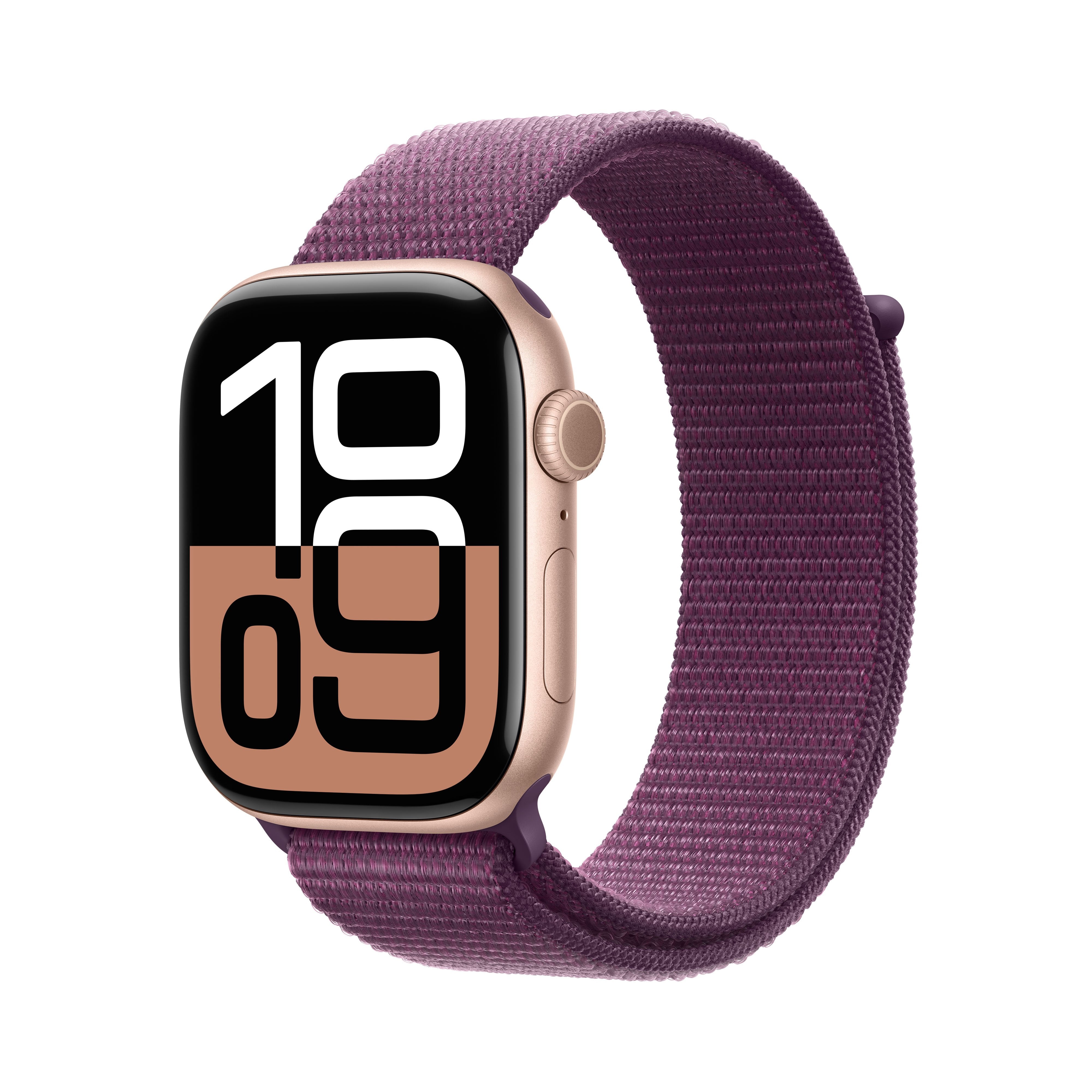 Apple Apple Watch Series 10 Gps + Cellular 46mm Rose Gold Aluminium Case With Plum Sport Loop