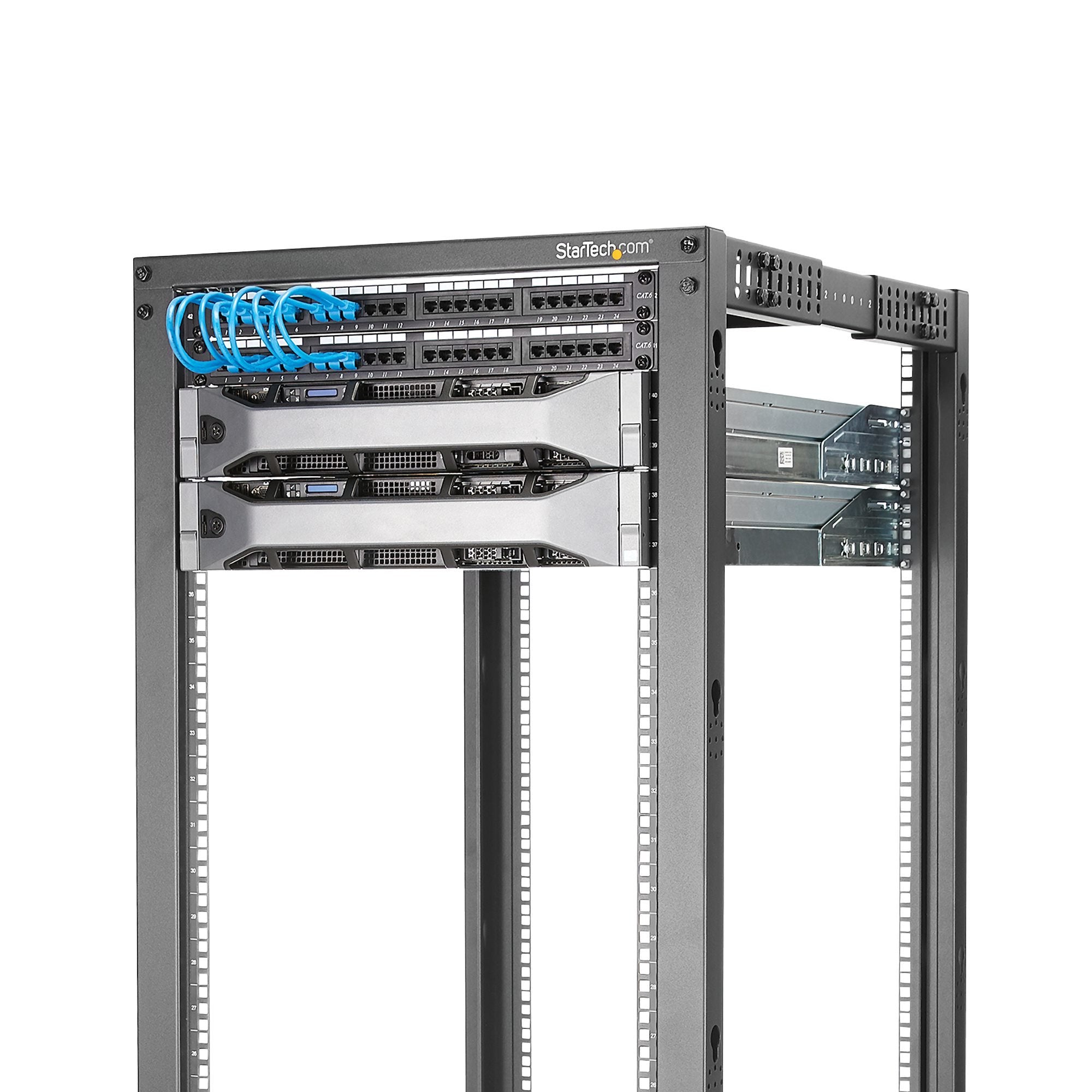 EAN 0065030887137 - StarTech.com 4POSTRACK15U armario rack Rack o bastidor independiente Negro imagen 3