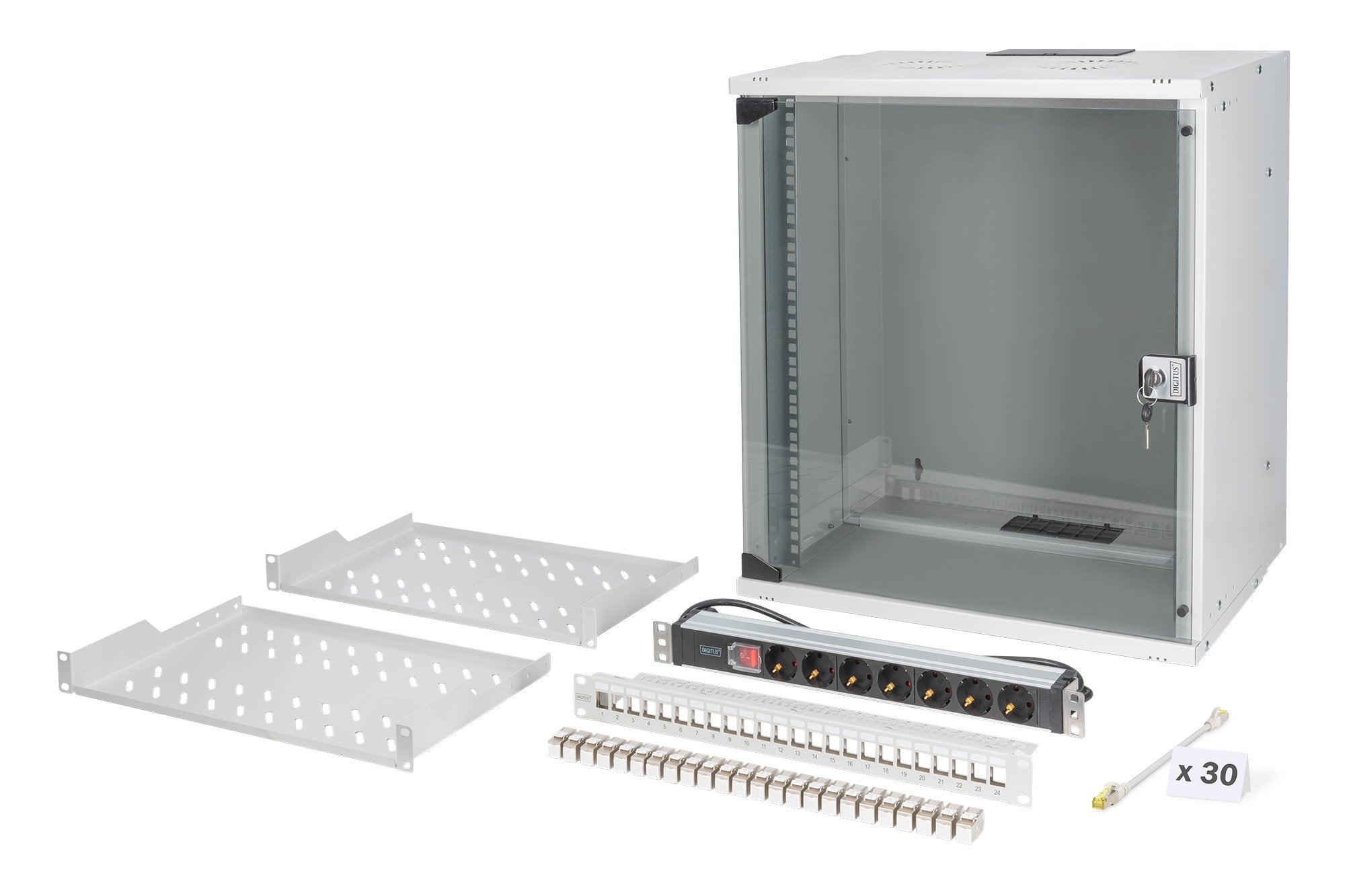 Conjunto De Red De 19", Carcasa Mural 12u Y Accesorios, Gr Versión Soho Pro, Sin Montar