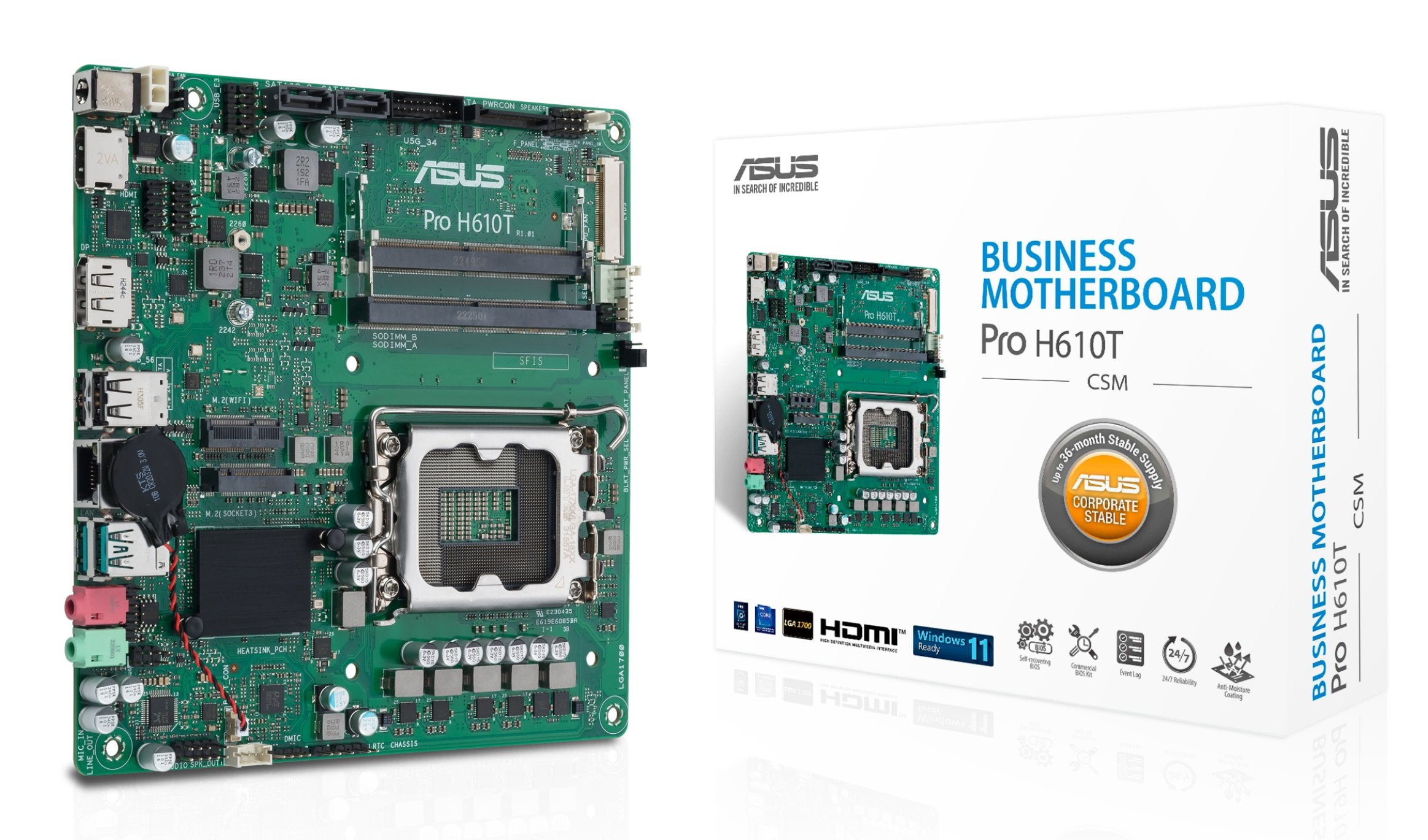 EAN 4711387304020 - ASUS PRO H610T-CSM Intel H610 LGA 1700 mini ITX imagen 1