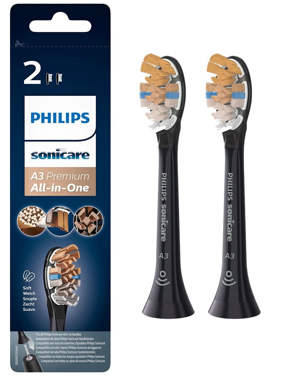 Philips Hx9092 11 A3 Cabezales De Cepillo De Dental Sónico Estándar Todo En Uno Premium, Negro