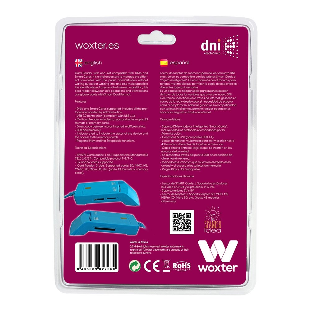 EAN 8435089027860 - Woxter PE26-146 lector de tarjeta inteligente Interior USB USB 2.0 Azul imagen 6