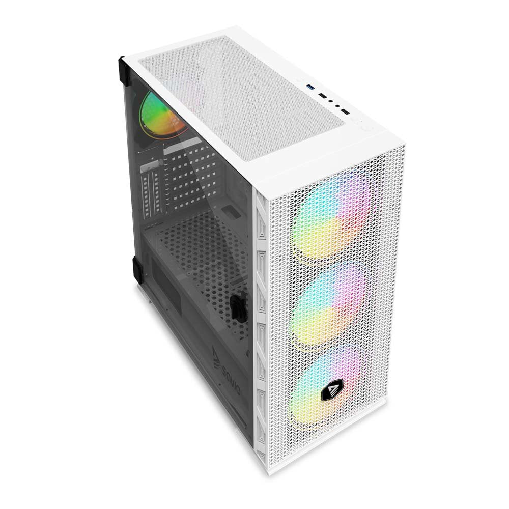 EAN 5901986048039 - Savio Raptor White X1 ARGB Glass/Mesh White Computer Case Midi Tower Blanco imagen 4