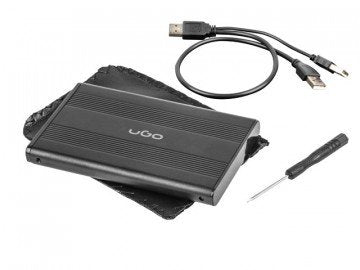 Ugo Caja Externa Hdd/Ssd 2.5'' Sata Usb2, Aluminio, Negro
