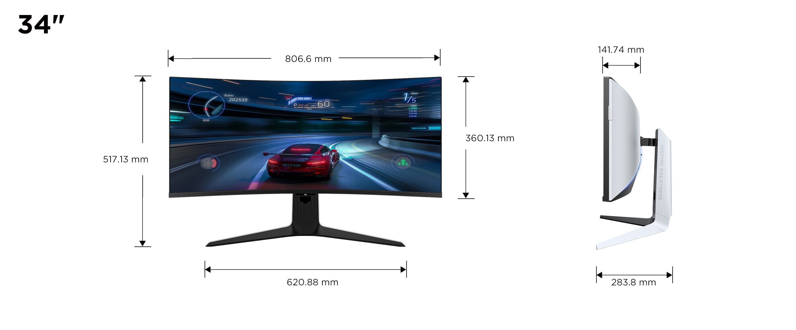 EAN 5901292523664 - TCL R83 34R83Q pantalla para PC 94 cm (37") 3440 x 1440 Pixeles LED Negro, Blanco imagen 3