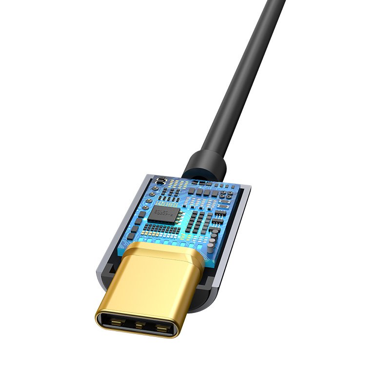 Baseus L54 Cable De Teléfono Móvil Negro, Gris Usb C 3,5mm