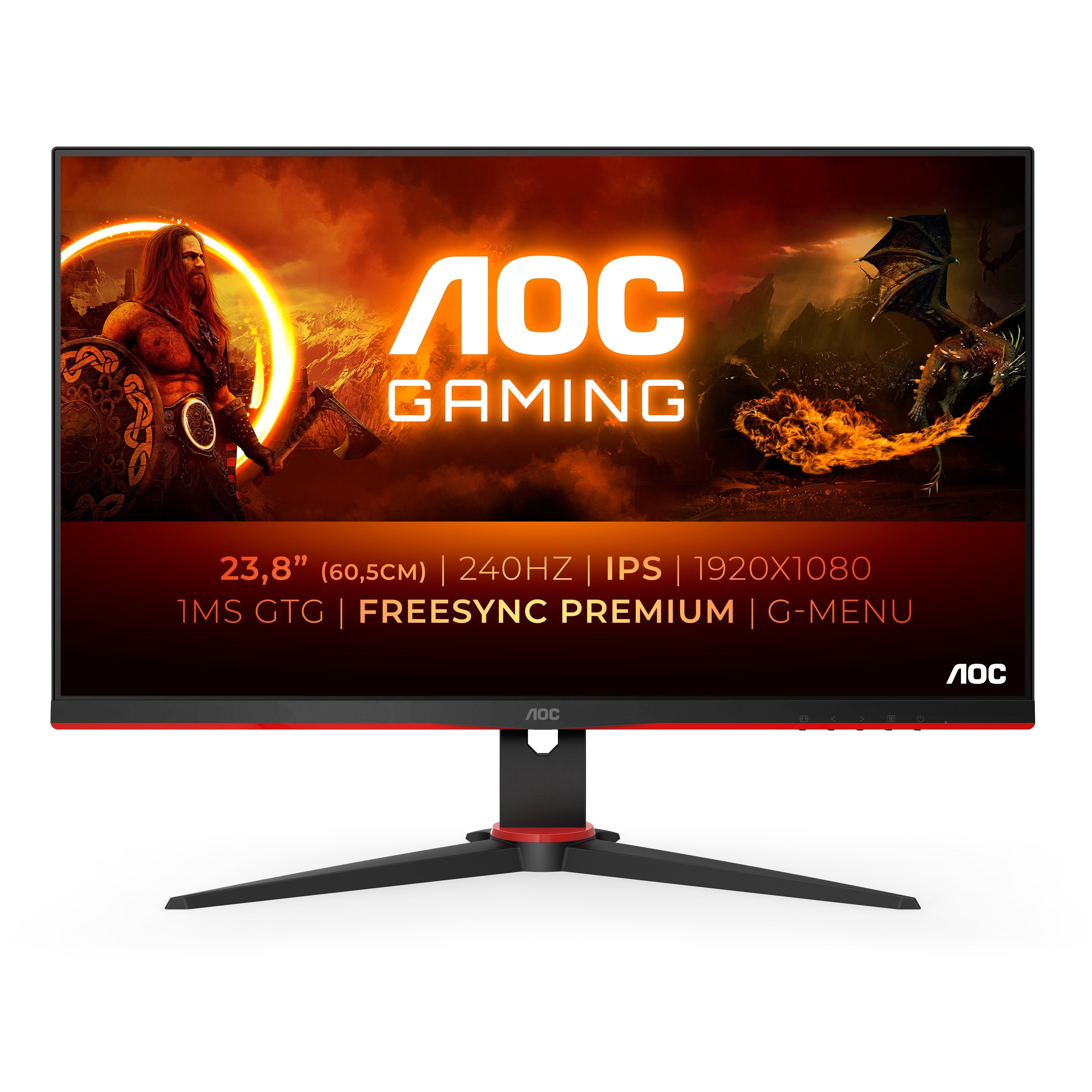 Monitor Aoc Gaming 24g2ze/Bk - Led Monitor - Full Hd (1080p) - 23.8" With 240 Hz Refresh Rate, 0.5 Ms Response Time And Freesync Premium, The Aoc 24g2ze Delivers Flawless And Smooth Gameplay. 300 Nits Luminance, Full Hd And A 23.8" Tn Panel