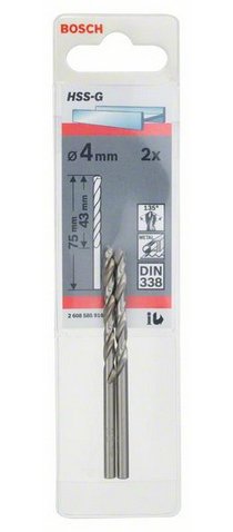 Bosch Broca Para Metal Hss-G, Din 338, Ø 4 Mm 2608585916