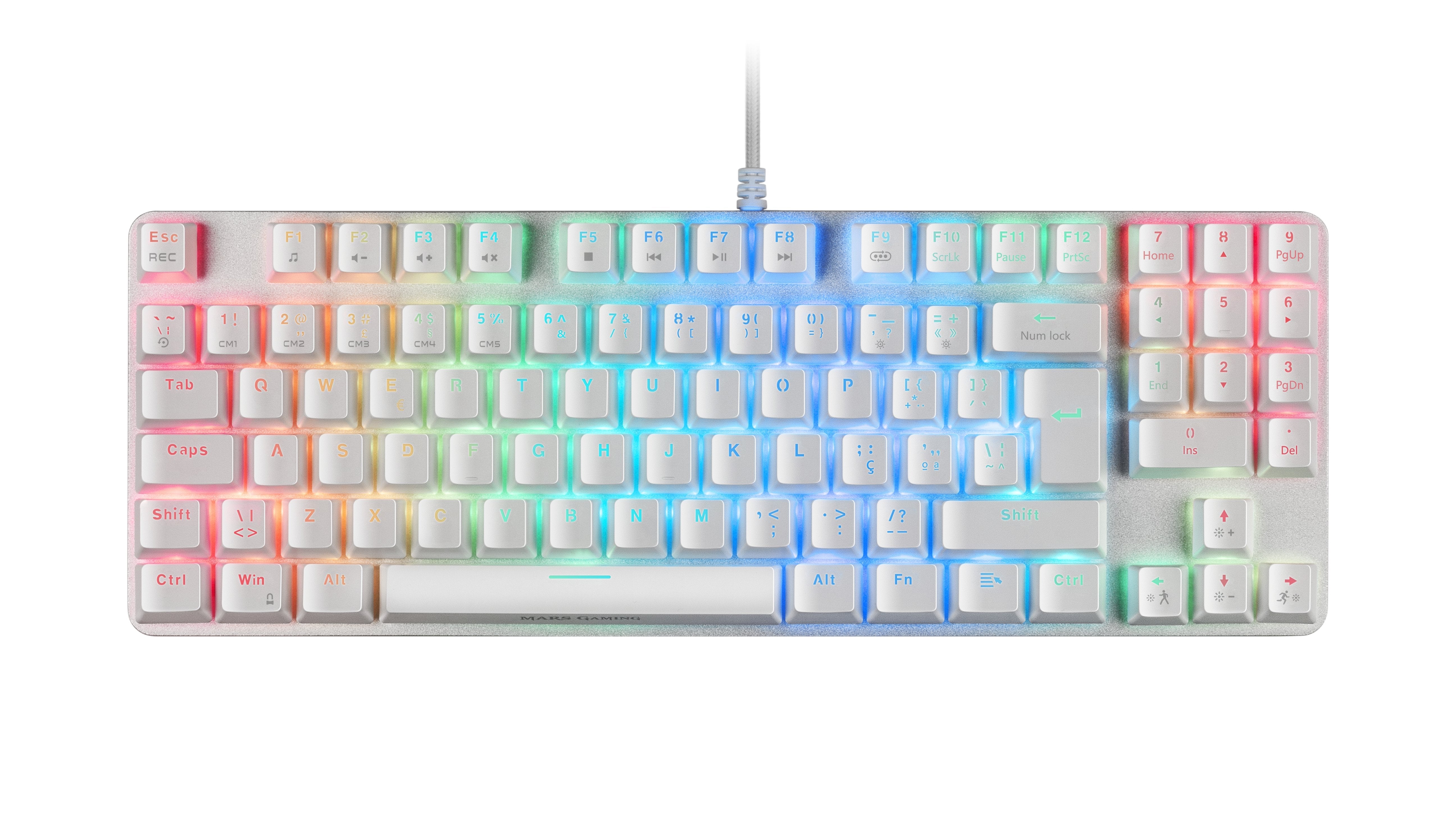 Mars Gaming Mkrevo Pro Teclado Mecanico - Tkl Con Pad Numerico - Switches Outemu Pro - Iluminacion Full Rgb - Base De