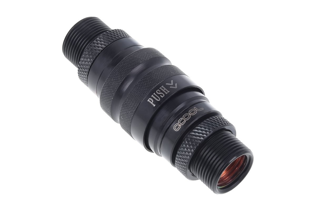 Alphacool Eiszapfen Juego De Acoplamiento Rápido Con Conexión De Tornillo De Doble Mamparo G1/4 It - Deep Black, Conexión Negro (Mate), Para Mangueras Blandas (Pvc, Silicona, Neopreno) 17368