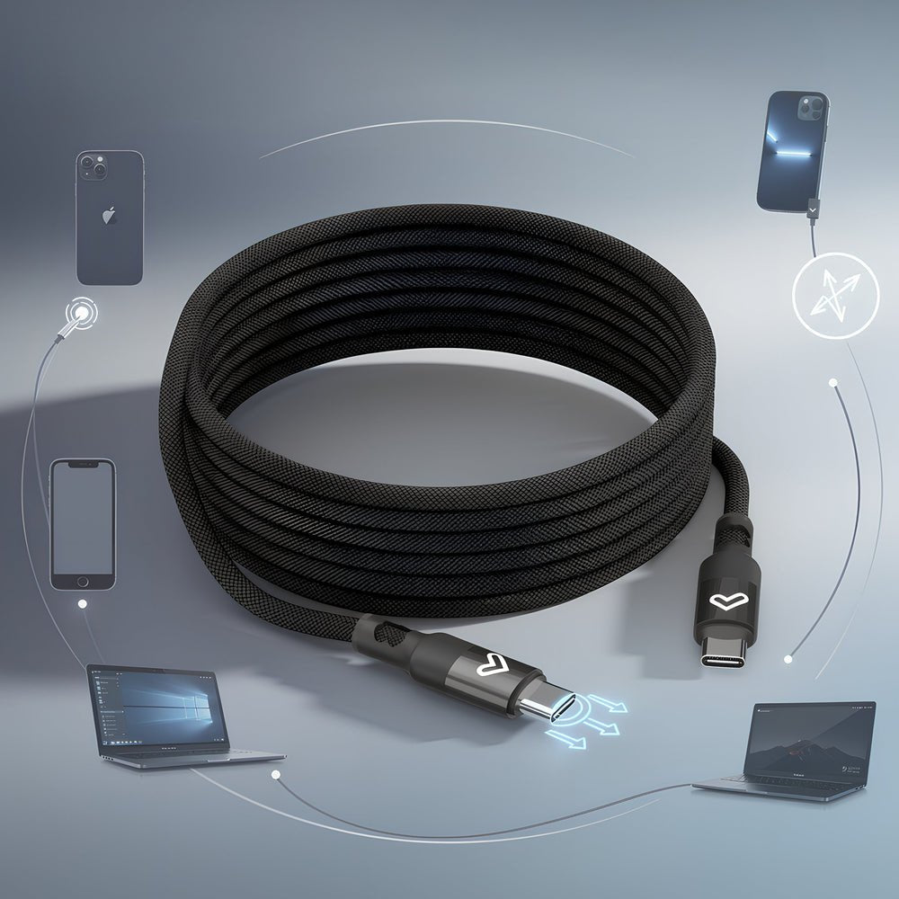 Energy Sistem Magnet Roll Cable Usb-C 2.0 - Hasta 60w Y 480mbps - Compatible Con Powerdelivery - Recubierto Con Pvc Y