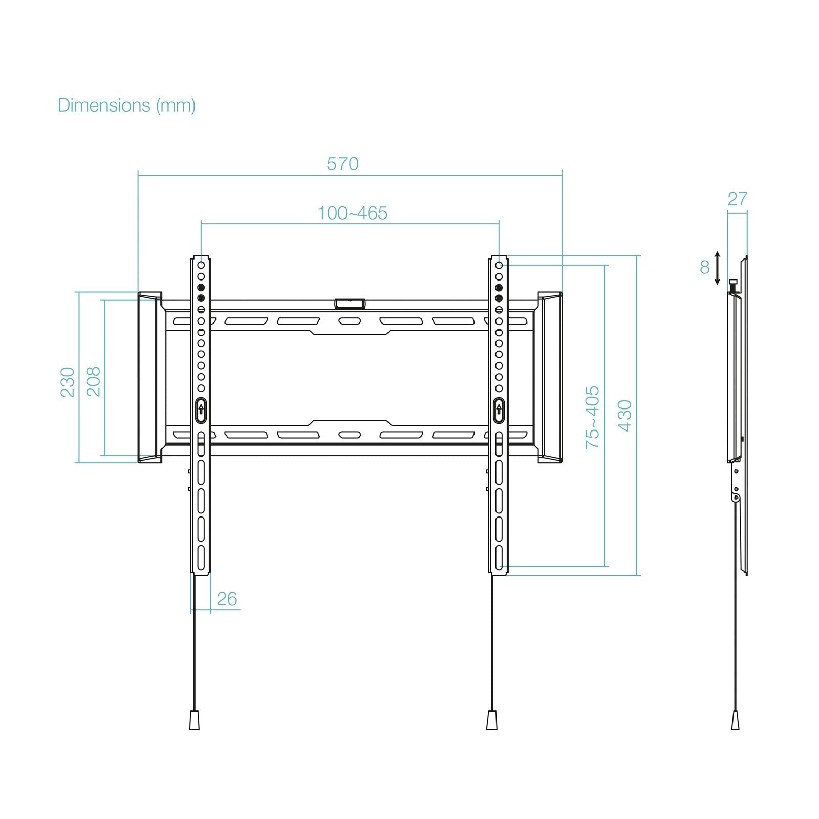 Soporte Fijo Pared Pantallas 32"-70", Negro